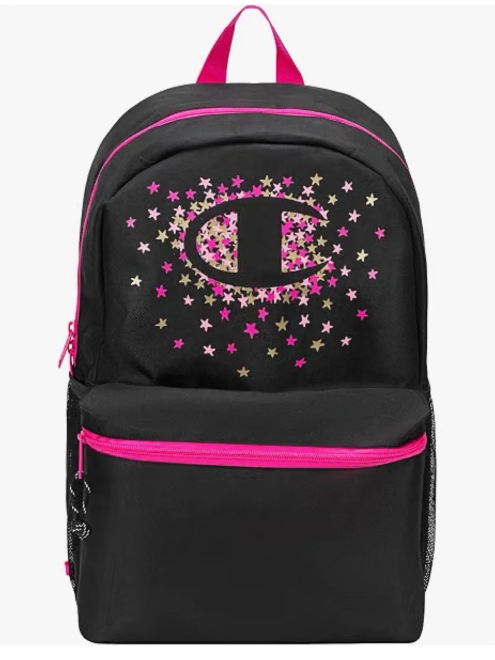 Champion Black Backpack with Pink Star Logo Accents